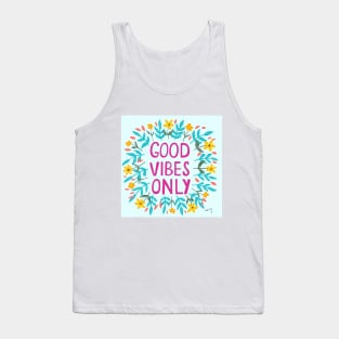 Good Vibes Only Mint | Floral Wreath | Quote Tank Top